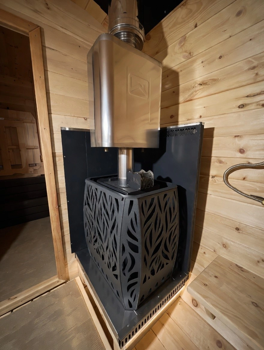 Печь для бани с открытой каменкой  Скала 12Т стекло - Теплодар