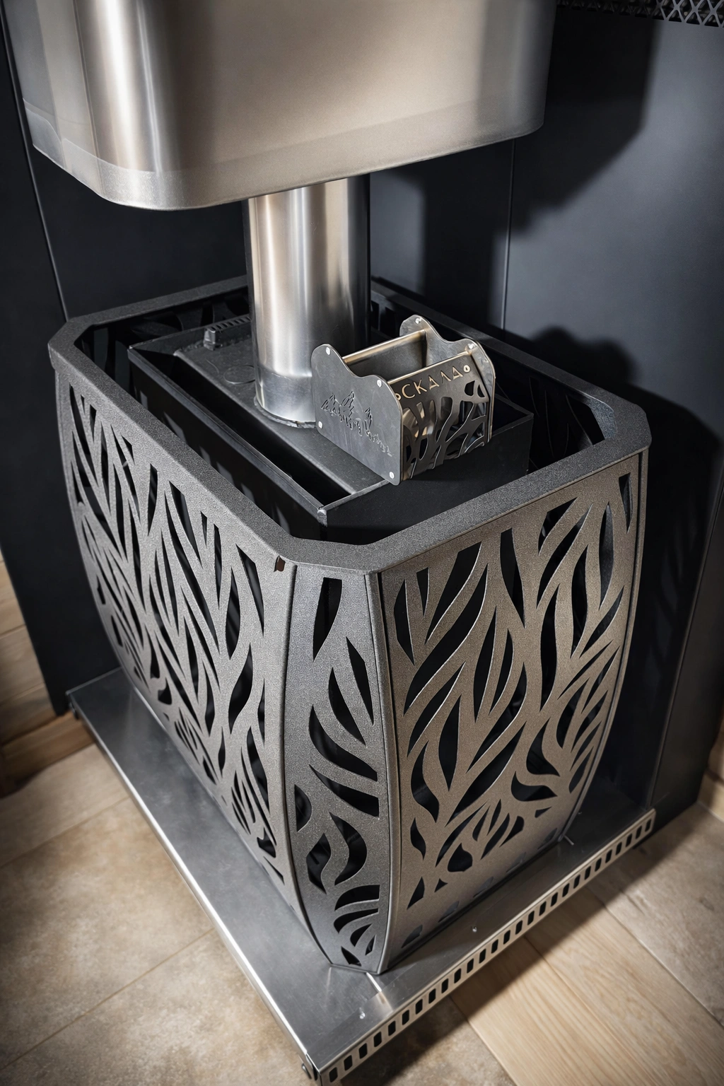 Печь для бани с открытой каменкой  Скала 12Т стекло - Теплодар